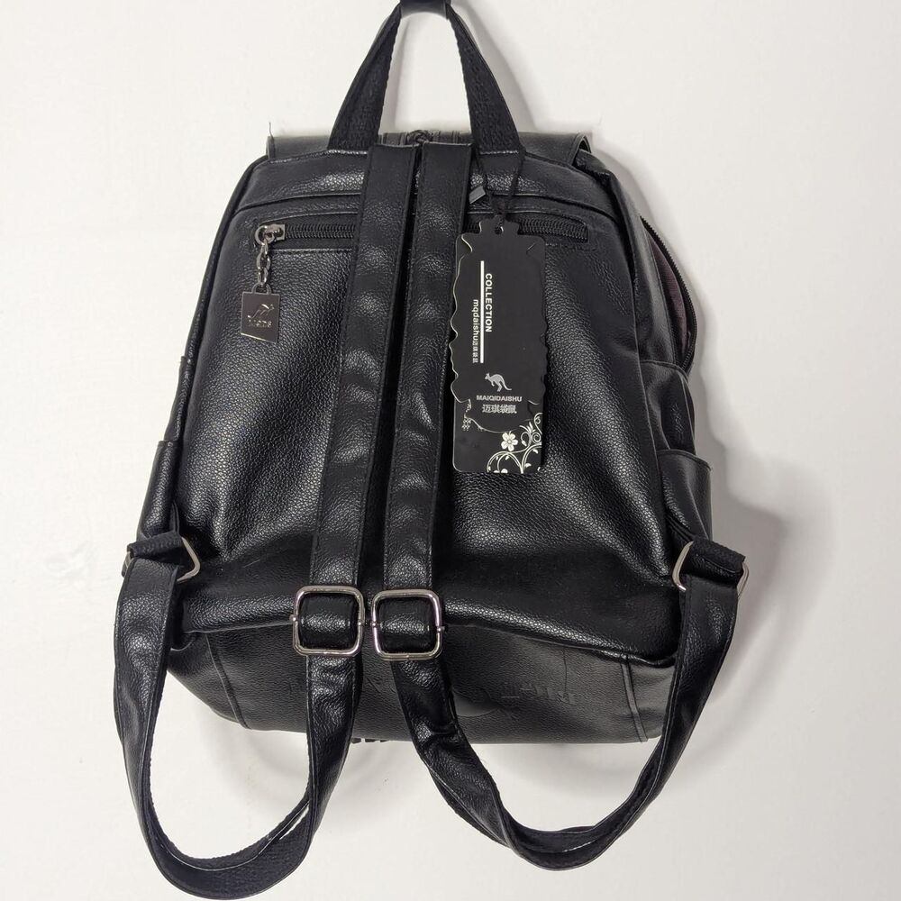 MaiqiDaishu Black PU Leather Backpack - Picture 2 of 5
